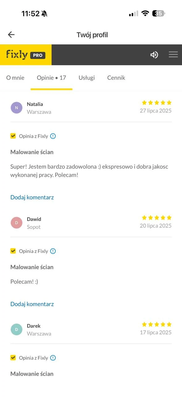 Opinia z Fixly — Natalia i Dawid: ekspresowe malowanie ścian i dobra jakość wykonanej pracy, 5/5